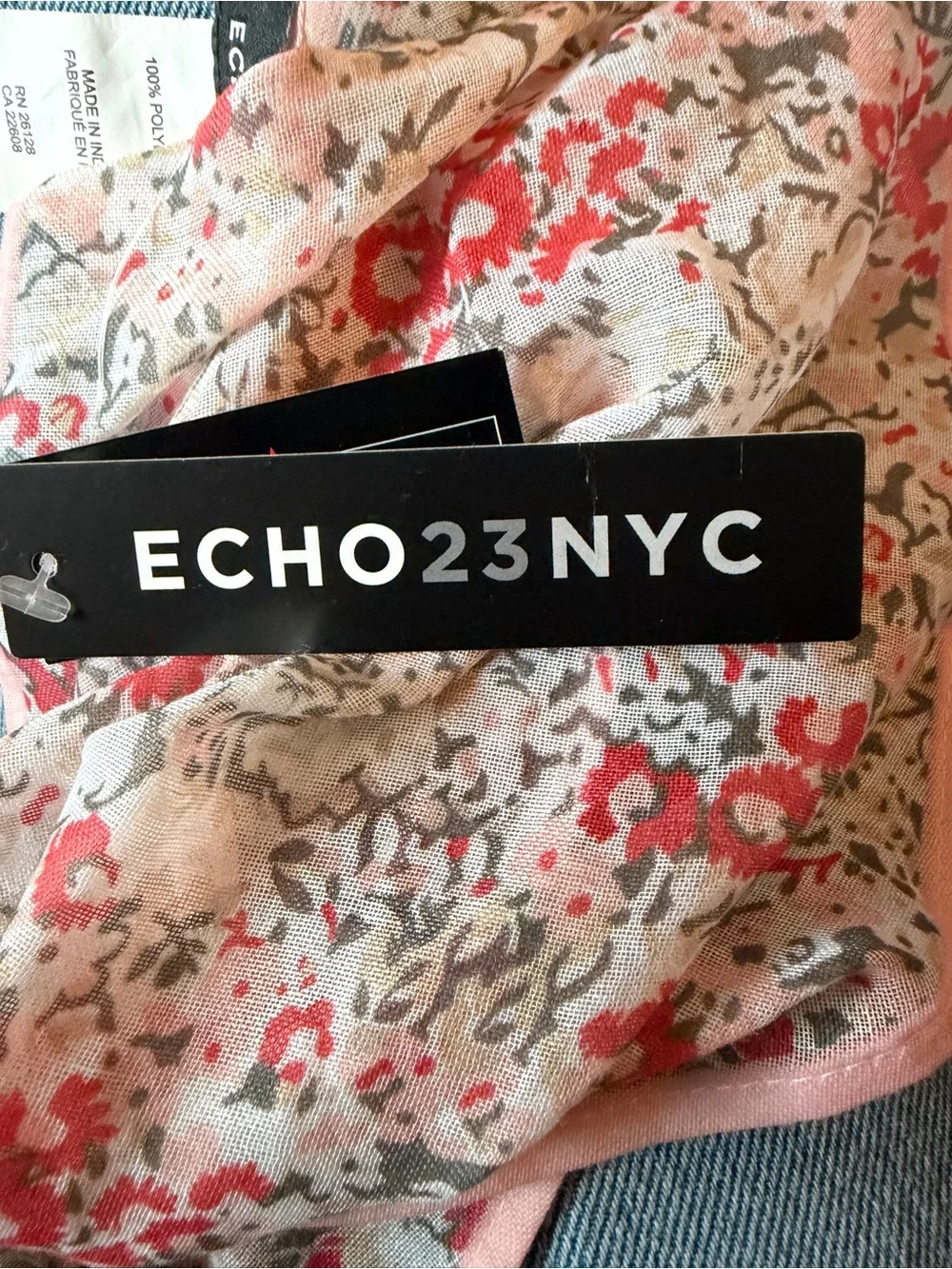 Floral Pink Cotton Scarf Wrap